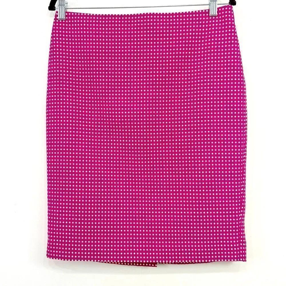 Ann Taylor Factory Pink White Preppy Polka Dot Pencil Skirt